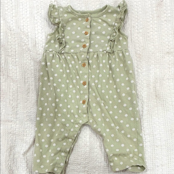 Carter's Sage Green Polka Dot Romper - Picture 1 of 5